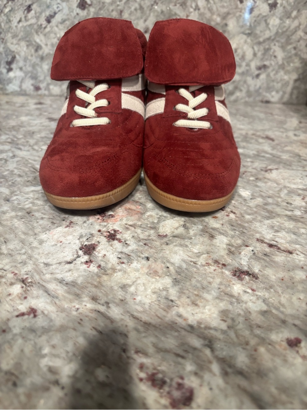 Steve Madden Kadin Burgundy Multi Stiletto Sneakers Mules Suede Leather Sz 6